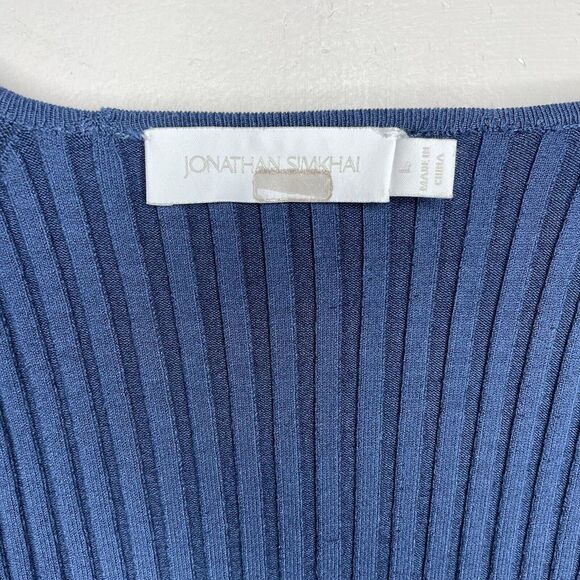 SIMKHAI Top Womens Large Blue Sammy Ribbed Bustier Sweater Sweetheart Neckline - Picture 8 of 8